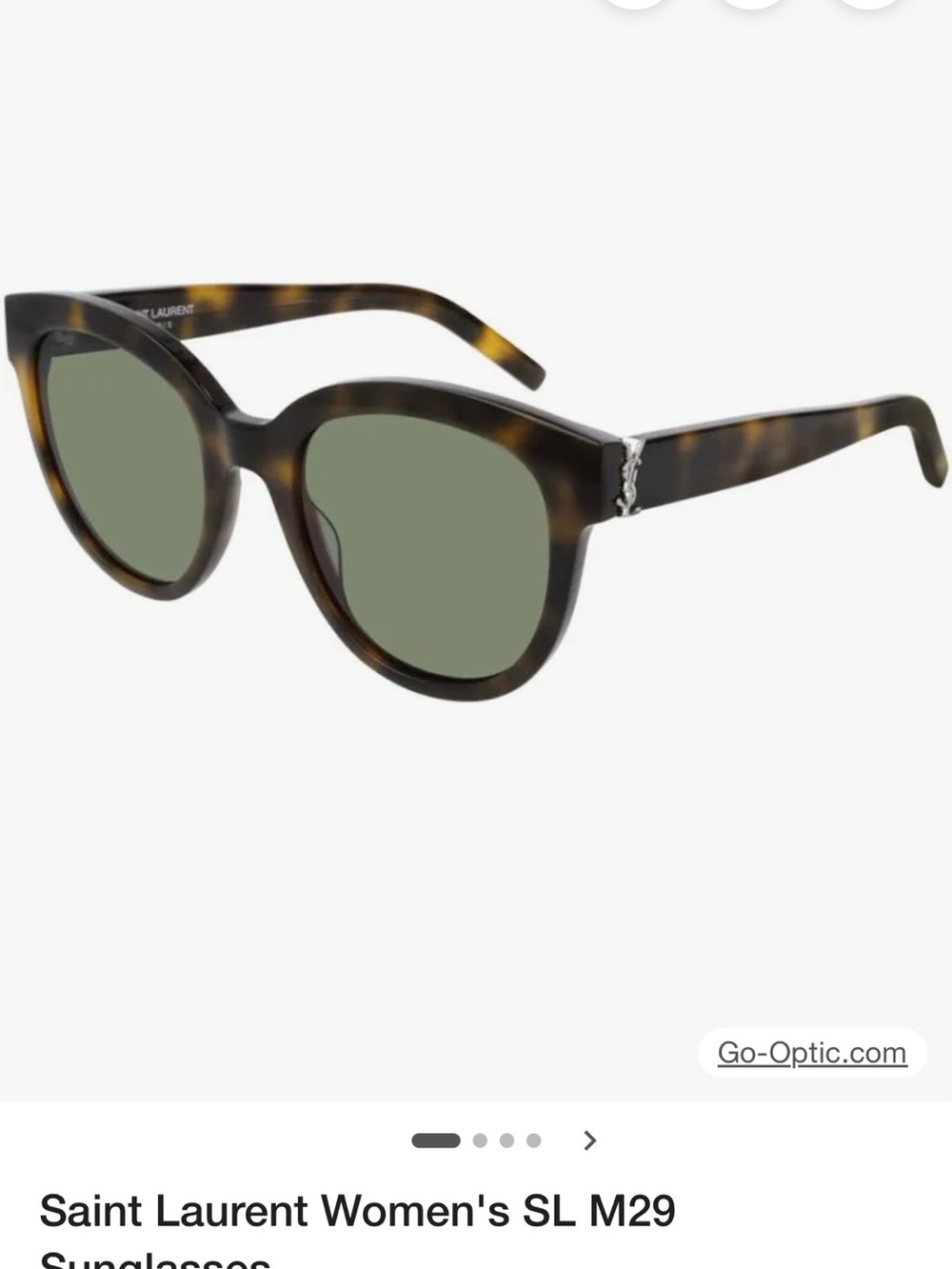 Saint Laurent Tortoiseshell Sunglasses with Green Lenses